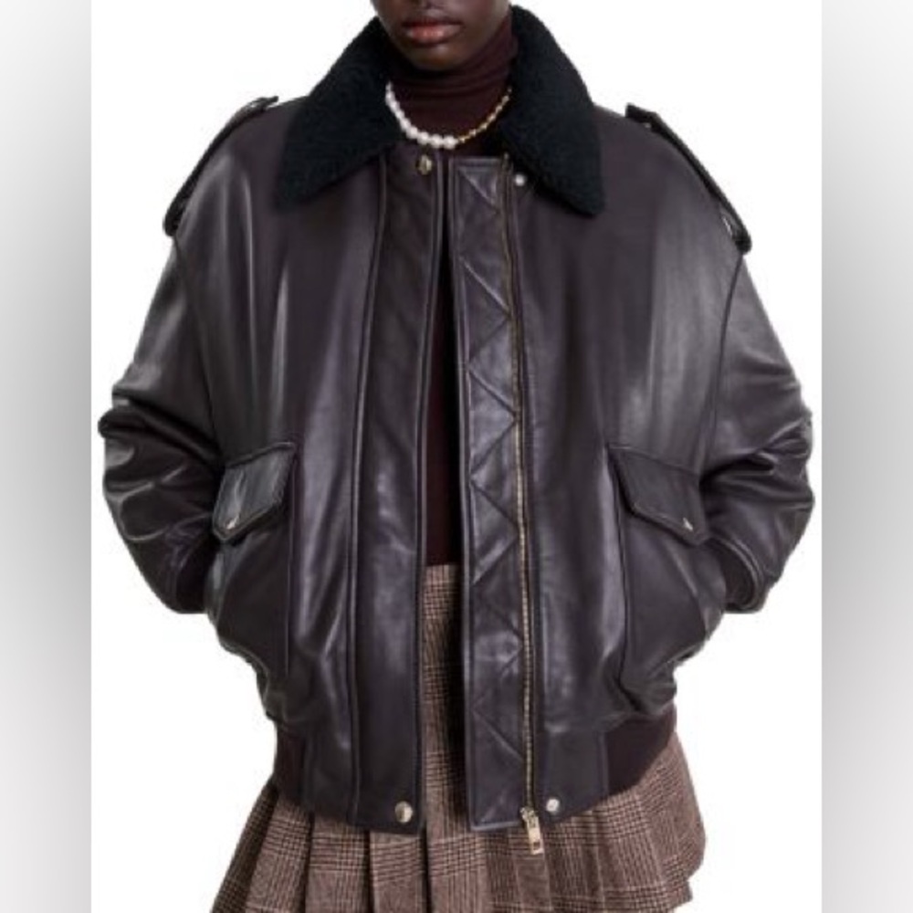 NWOT Maje Blastiya lambskin leather jacket size 0